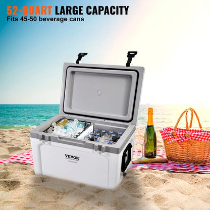 Insulated Portable Cooler, 52 Qt, Holds 50 Cans, Ice Retention Hard Cooler With Heavy Duty Handle, Ice Chest Lunch Box For Camping, Beach, Picnic, Travel, Outdoor, Keeps Cool For Up To 6 Days - THE MILE MAKER DRIVER SHOP
