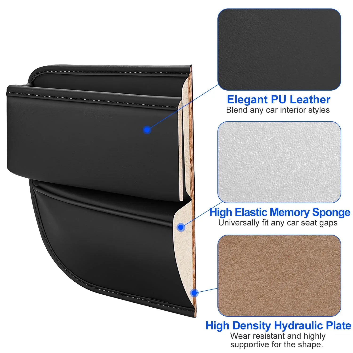 2 Pack Car Seat Gap Filler Organizer Car Leather Cup Holder Gap Bag Universal Car Seat Storage Black For Placing Keys Cards Phones Drinks Lipstick - THE MILE MAKER DRIVER SHOP