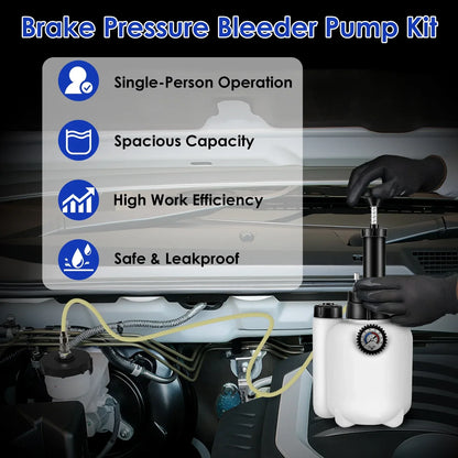 1 Set 3L Manual Brake Bleeder Kit One Person Brake Bleed Vacuum Pump Automotive Brake Fluid Bleeding Kit With 1L Waste Oil Bottle 4 Master Cylinder Adapters Gloves Funnel Fit For Most Vehicles - THE MILE MAKER DRIVER SHOP