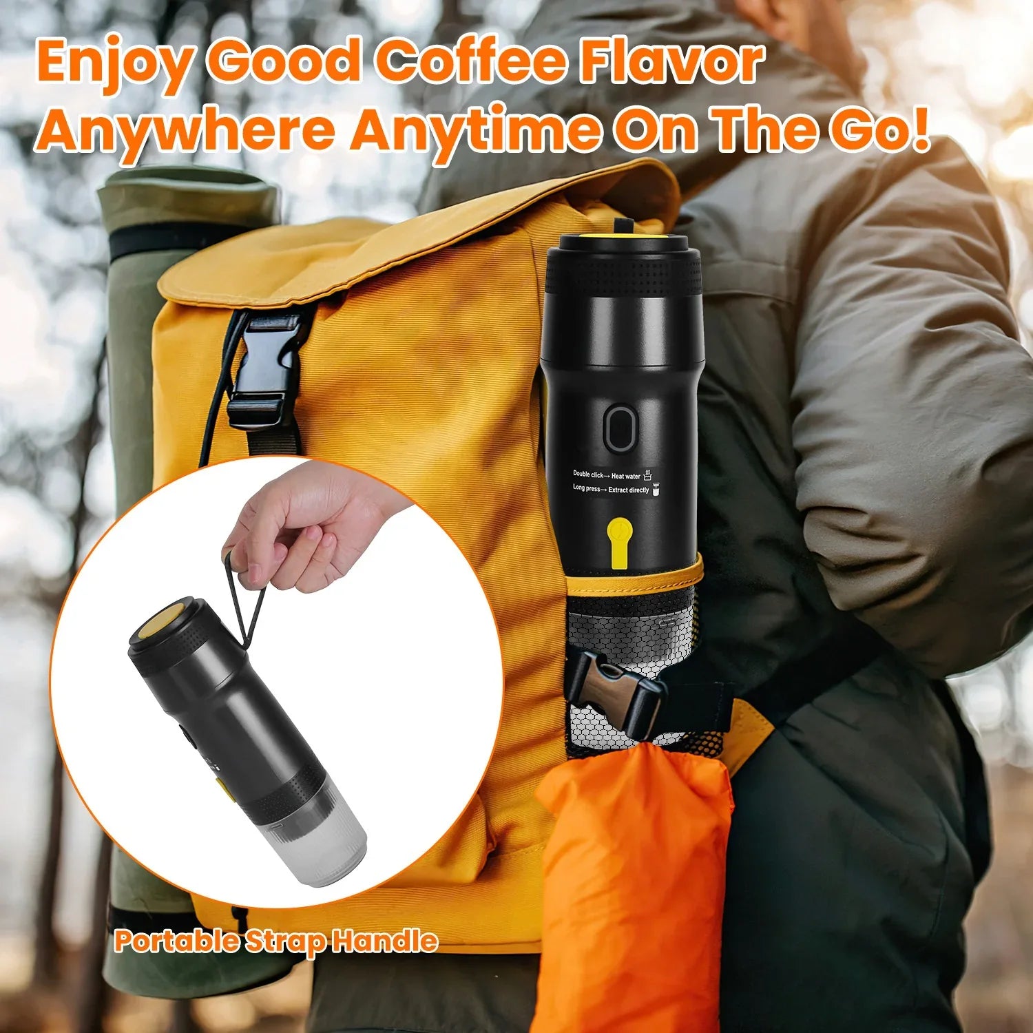 1Pc Portable Electric Espresso Machine Cordless Coffee Maker Self Heating Car Espresso Maker With Anti Dry Burn Fit For Ground Coffee NS DG Capsules For Car Camping Hiking RV Home Office - THE MILE MAKER DRIVER SHOP