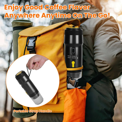 1Pc Portable Electric Espresso Machine Cordless Coffee Maker Self Heating Car Espresso Maker With Anti Dry Burn Fit For Ground Coffee NS DG Capsules For Car Camping Hiking RV Home Office - THE MILE MAKER DRIVER SHOP