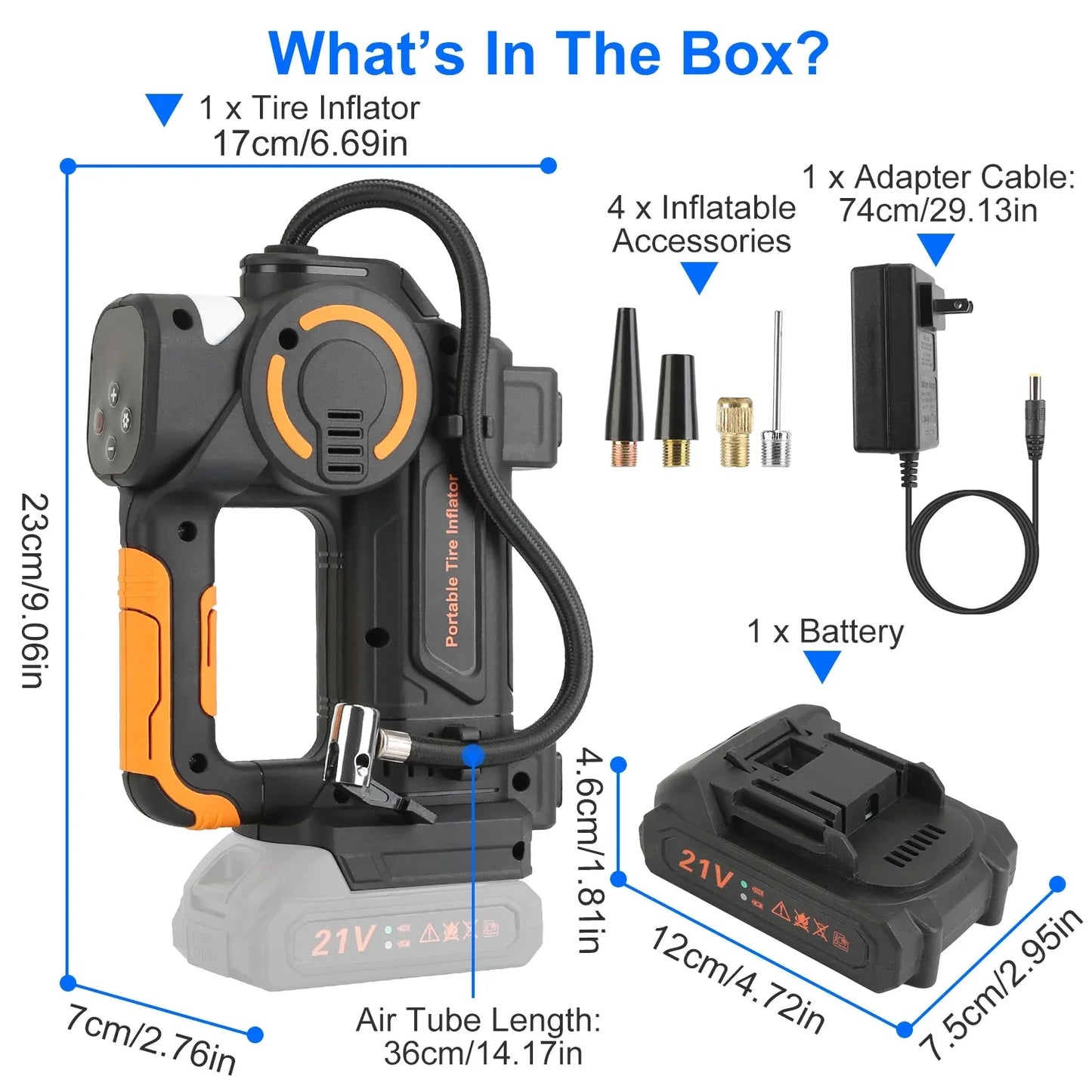 1Pc 140W 150PSI 21V Battery Powered Tire Inflator Cordless Air Inflator Digital Air Compressor With LED Light For Cars Motorcycles Bicycles Balls - THE MILE MAKER DRIVER SHOP