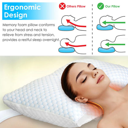 1Pc Or 2Pcs King Or Queen Size Options Shredded Memory Foam Pillow Adjustable Cool Pillow With Extra Filling Machine Washable Cover For Side Back Stomach Sleepers - THE MILE MAKER DRIVER SHOP