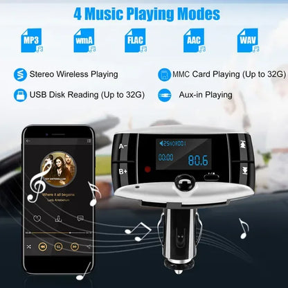 Car Wireless FM Transmitter USB Charger Hands-free Call MP3 Player SD Card Reading Aux-in LED Display - THE MILE MAKER DRIVER SHOP