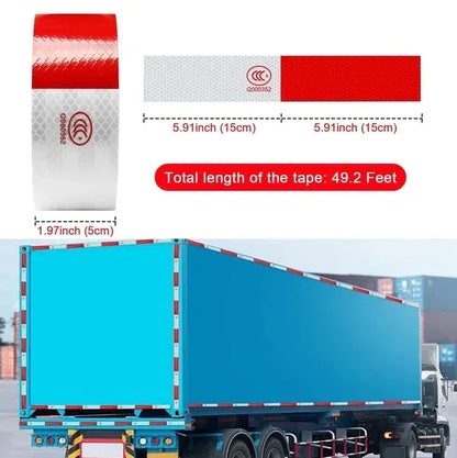 Reflective Trailer Safety Tape Conspicuity Tape Warning Sign Car Truck Red White - THE MILE MAKER DRIVER SHOP