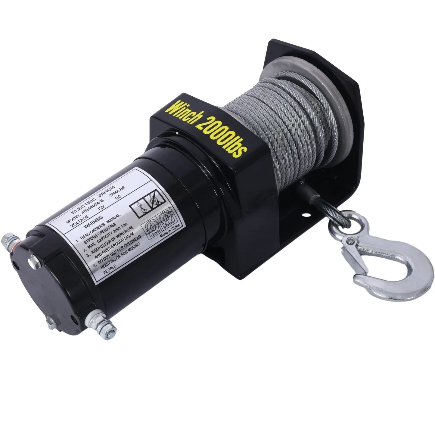 2000lb 12V ATV UTV Electric Winch, Off-Road Waterproof Steel Cable Winch For ATV UTV Towing Trailer Winch - THE MILE MAKER DRIVER SHOP