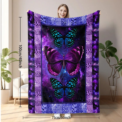 Cozy Butterfly Printed Flannel Blanket - Soft, Warm, And Lightweight Throw For Couch, Sofa, Office, Bed, Camping, And Travel - Multi-Purpose Gift For All Seasons With Versatile Design - THE MILE MAKER DRIVER SHOP