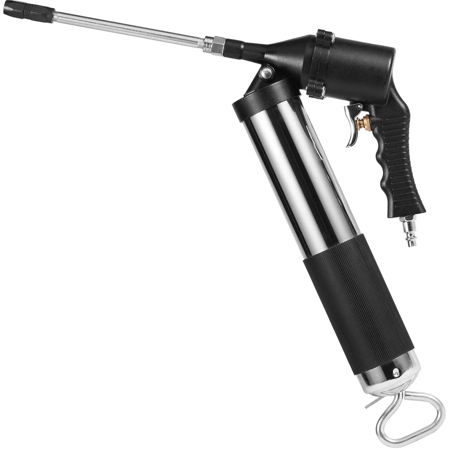 Capacity Heavy Duty Pneumatic Grease Gun, With 18.5 Inch Flexible Hose, 1 Black Flat Coupler Pointed Coupler Bent Metal Pipe Locking Clamp Coupler - THE MILE MAKER DRIVER SHOP
