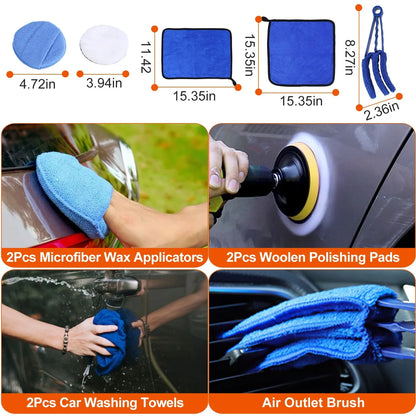 26Pcs Car Detailing Brush Kit Exterior Interior Car Cleaning Set Drill Brush Set Car Buffing Sponge Pads Kit For Cleaning Automobile Interior Exterior Wheels Dashboard - THE MILE MAKER DRIVER SHOP