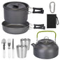 12Pcs Camping Cookware Set Aluminum Pot Pan Kettle Cup Fork Spoon Knife With Storage Bags For Hiking Picnic Outdoor - THE MILE MAKER DRIVER SHOP