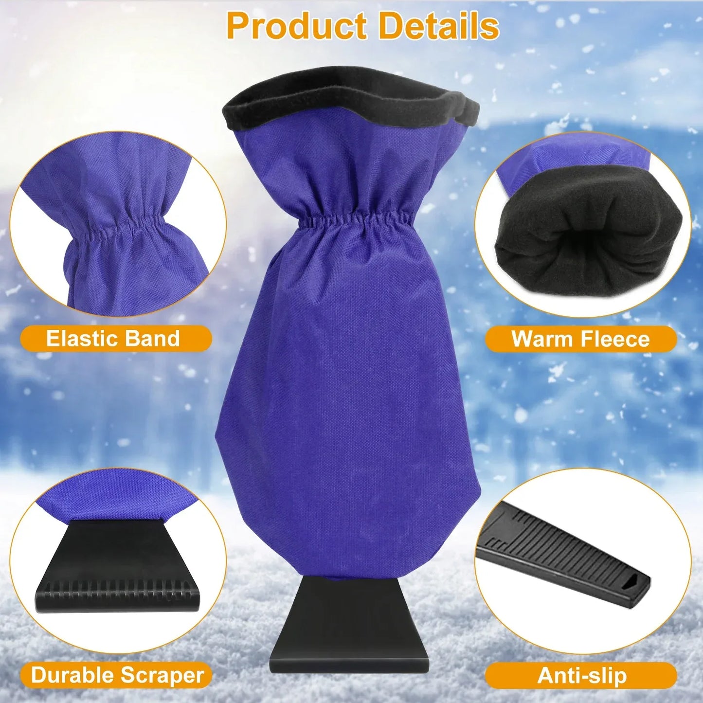 1Pc Ice Scraper Glove Car Windshield Snow Scraper Remover Glove Lined Of Fleece Winter Ice Scraper Mitt Keep Warm - THE MILE MAKER DRIVER SHOP