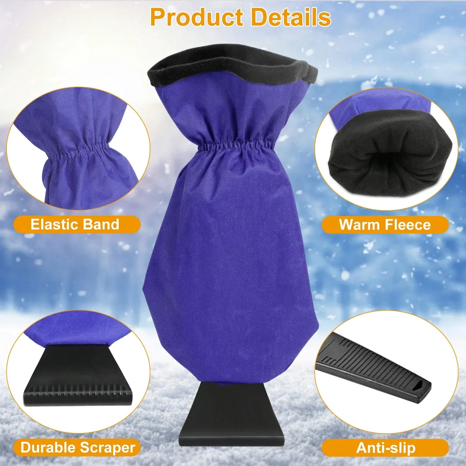 1Pc Ice Scraper Glove Car Windshield Snow Scraper Remover Glove Lined Of Fleece Winter Ice Scraper Mitt Keep Warm - THE MILE MAKER DRIVER SHOP