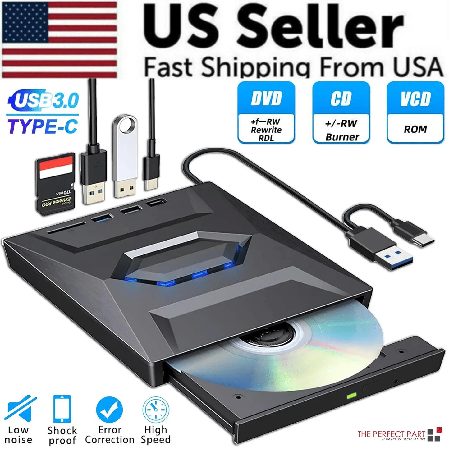 External CD DVD Drive USB 3.0 Writer Burner Player For PC Laptop Windows 11 10 - THE MILE MAKER DRIVER SHOP