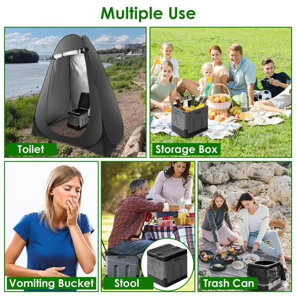 Portable Toilet For Car Camping Boating Hiking Outdoor Travel Potty With Carry Bag Foldable Emergency Toilet With Lid Trash Bags - THE MILE MAKER DRIVER SHOP