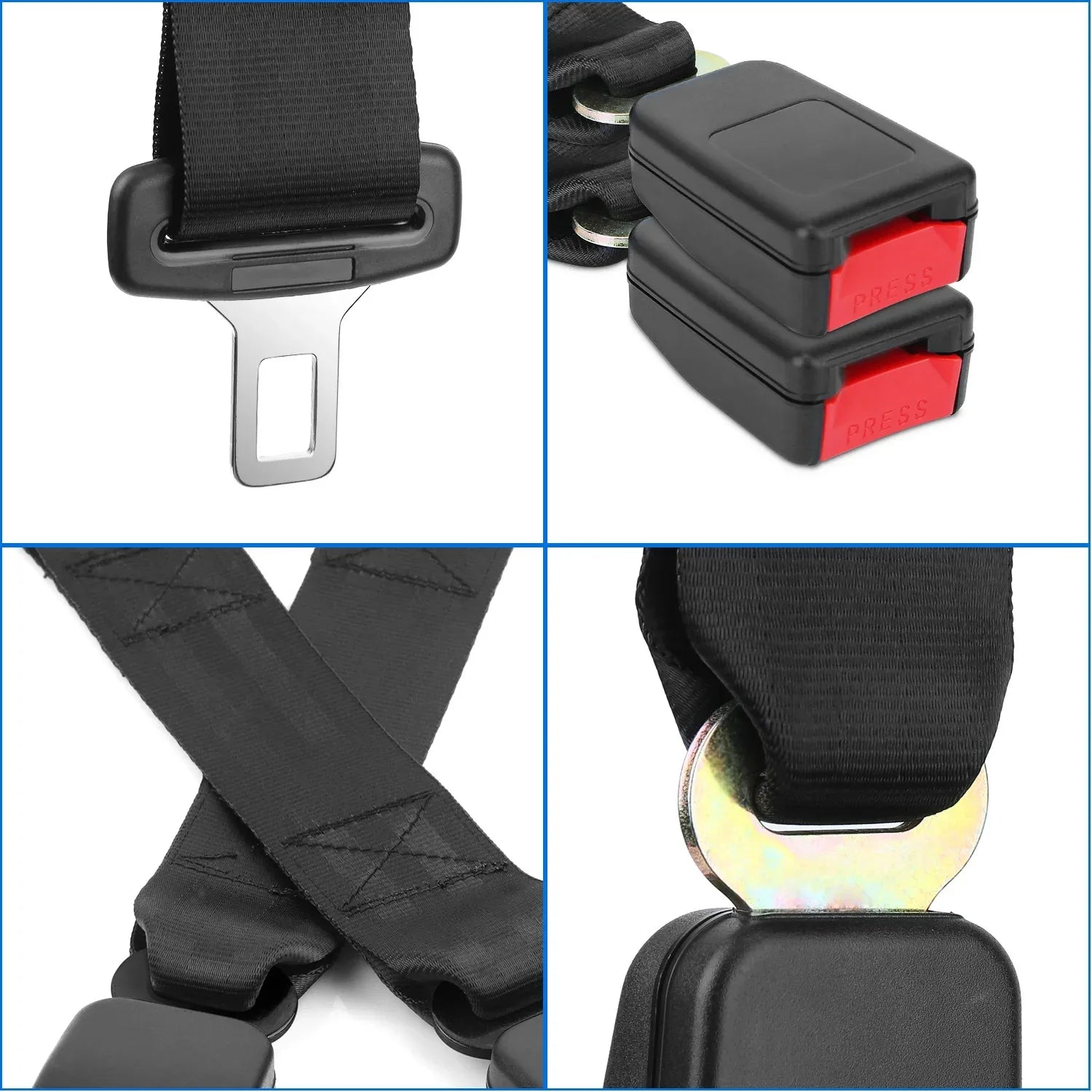 2Pcs Car Seat Belt Extender 14.37in Buckle Tongue Webbing Extension Safety Belt Auto Belt Clip Lengthening - THE MILE MAKER DRIVER SHOP