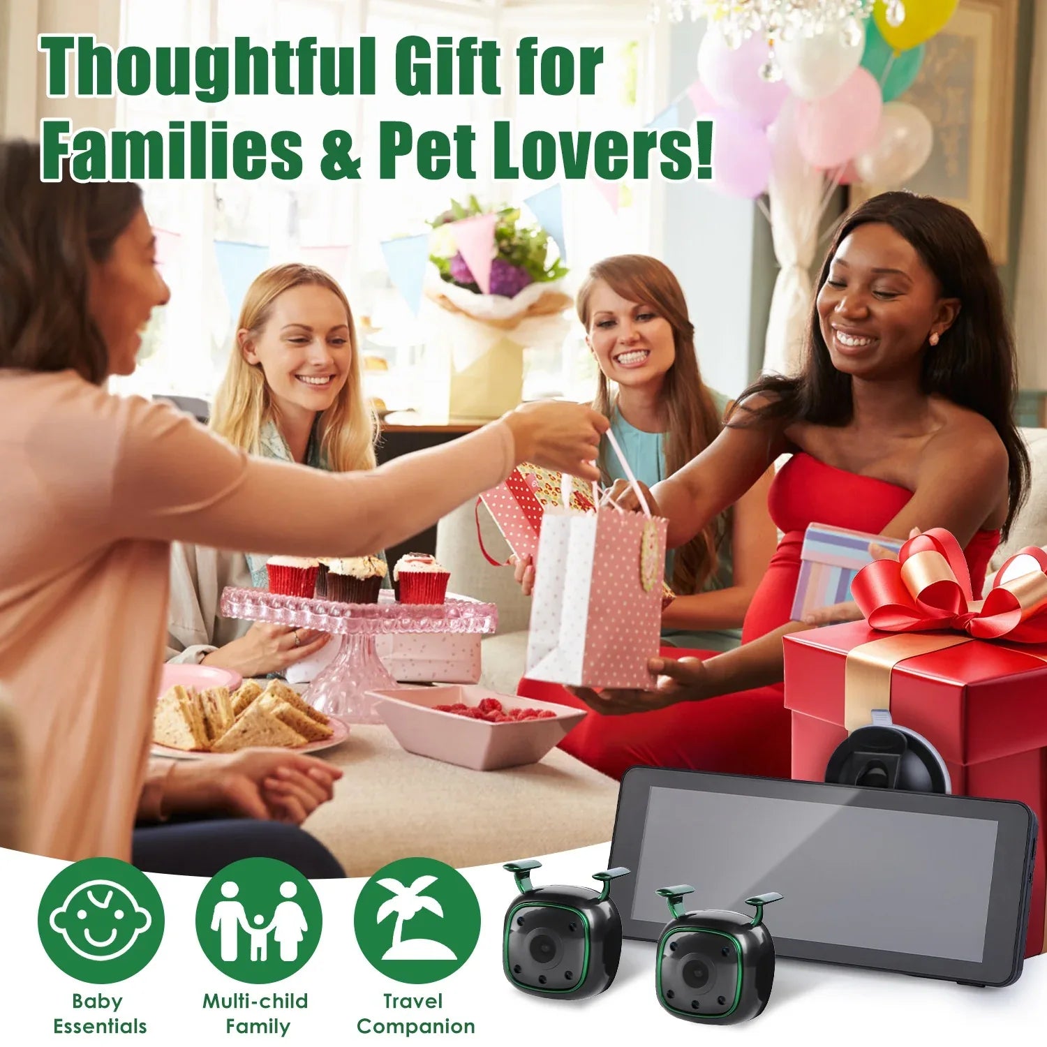 1Pc 1080P Baby Car Camera For 2 Kids Dual Channel Car Baby Monitor Rear Facing Car Seat Camera With 120Degree Wide View 6.86In HD Split Screen Night Vision - THE MILE MAKER DRIVER SHOP