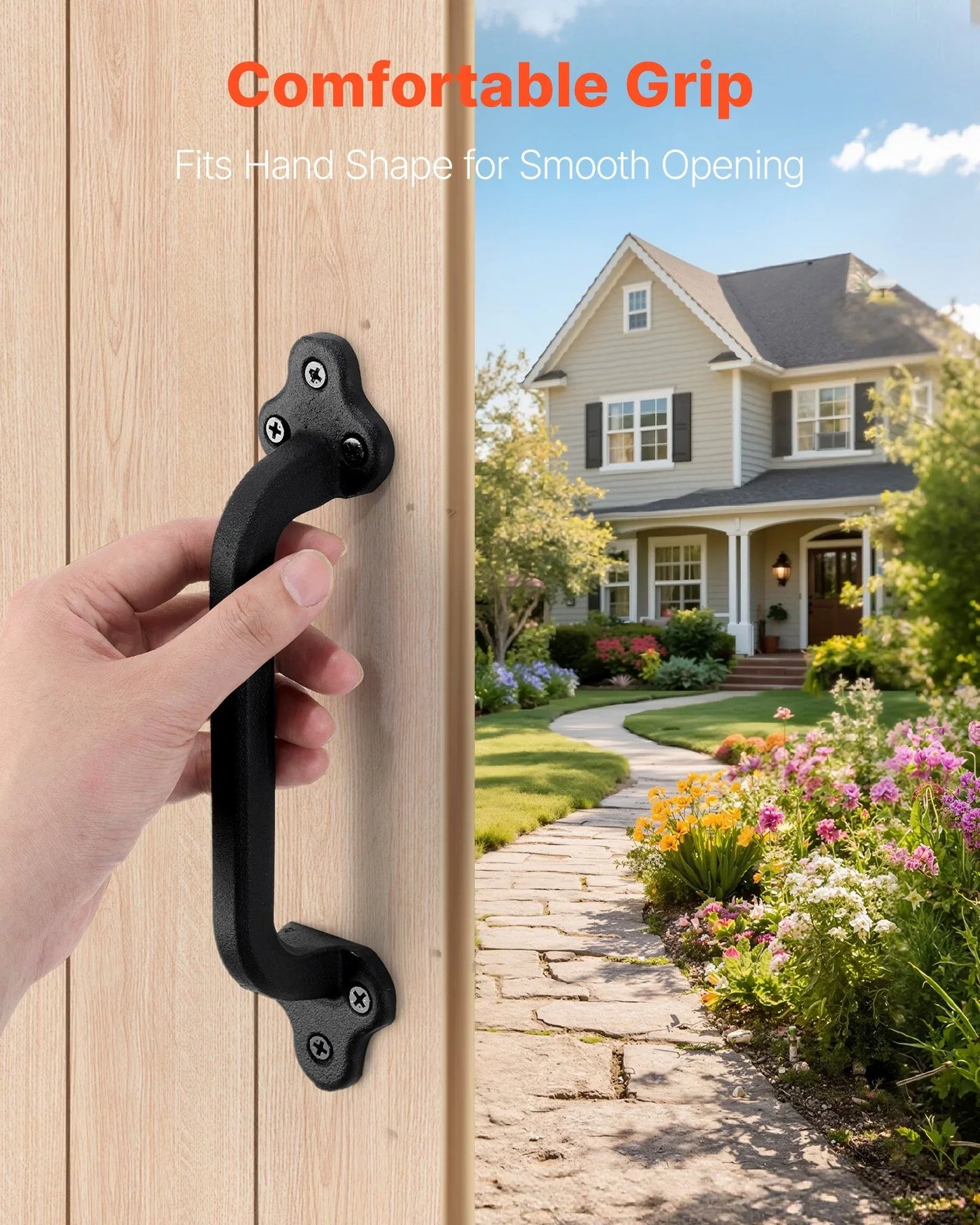 2Pcs Barn Door Handles 9 In Rustic Heavy Duty Carbon Steel Garden Gate Pulls - THE MILE MAKER DRIVER SHOP