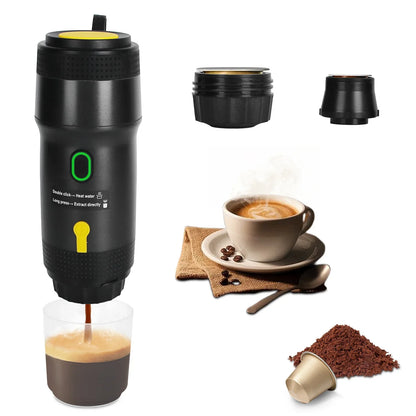 1Pc Portable Electric Espresso Machine Cordless Coffee Maker Self Heating Car Espresso Maker With Anti Dry Burn Fit For Ground Coffee NS DG Capsules For Car Camping Hiking RV Home Office - THE MILE MAKER DRIVER SHOP