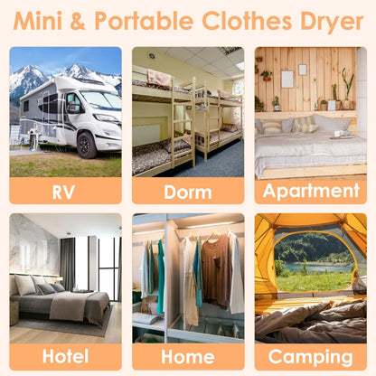 1Pc Portable Clothes Dryer Mini Dryer Foldable Dryer Machine With Timer UV Sterilization 2 Drying Modes Remote Control For Apartment Dorm RV Travel Home - THE MILE MAKER DRIVER SHOP
