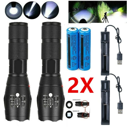 LED Flashlight Zoom Torch USB Rechargeable Super Bright Camping Lamp Work Light - THE MILE MAKER DRIVER SHOP