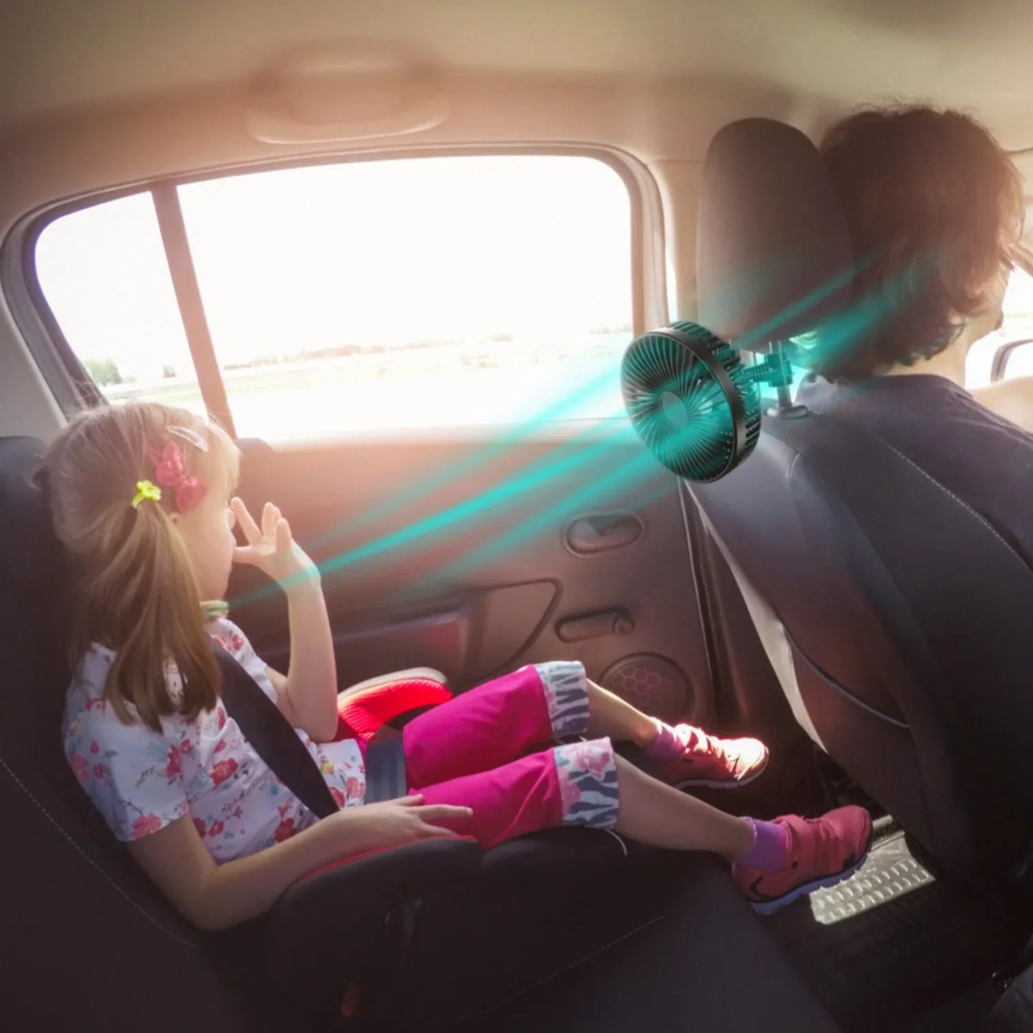 1Pc Car Cooling Fan Portable Rotatable USB Vehicle Fan Backseat Clip Fan Dashboard Window Suction Fan For SUV RV Pickup With 3 Speeds - THE MILE MAKER DRIVER SHOP