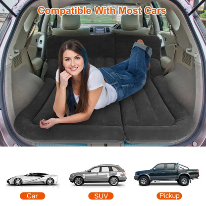 1Set Inflatable SUV Air Mattress Thickened Camping Bed Cushion With Pillow Storage Bag PVC Flocked Car Bed For Home Car Travel Camping - THE MILE MAKER DRIVER SHOP