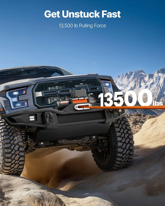 Electric Winch Truck 13,500 Lb Synthetic Rope Waterproof Remote Control - THE MILE MAKER DRIVER SHOP