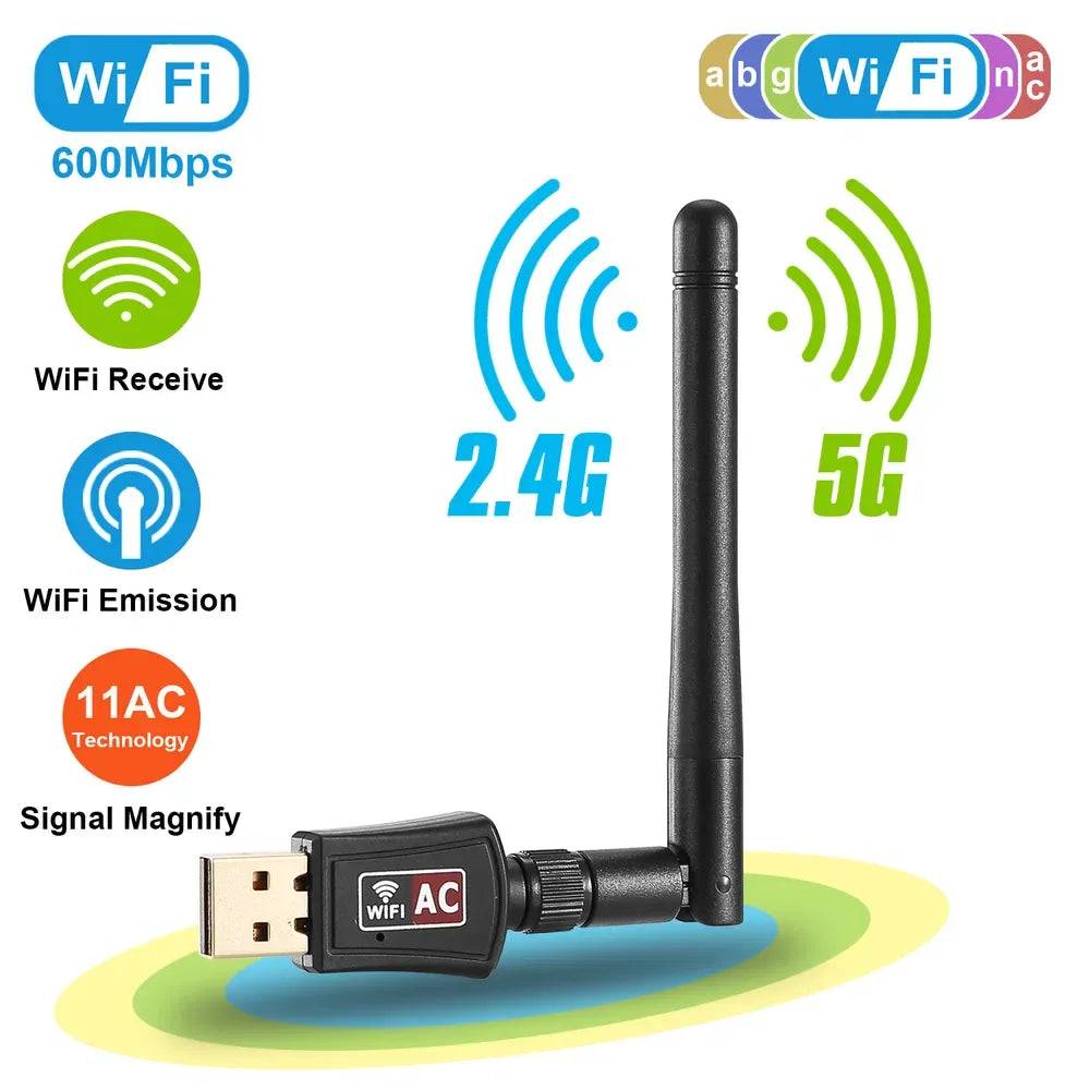 USB WiFi Adapter AC600Mbps 5G/2.4G Dual Band 802.11ac Wireless Network Adapter W/ 2dBi External Antennas For PC Desktop Laptop - THE MILE MAKER DRIVER SHOP