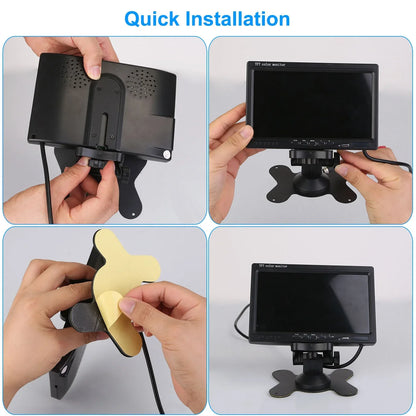 1Pc 7In Screen Backup Camera System Vehicle Rear View Monitor Kit IP67 Waterproof Car Parking Reverse System With Night Vision For Car Trunk Van SUV - THE MILE MAKER DRIVER SHOP