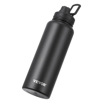 40 Oz Insulated Water Bottle Stainless Steel With Wide Mouth Lid Black - THE MILE MAKER DRIVER SHOP