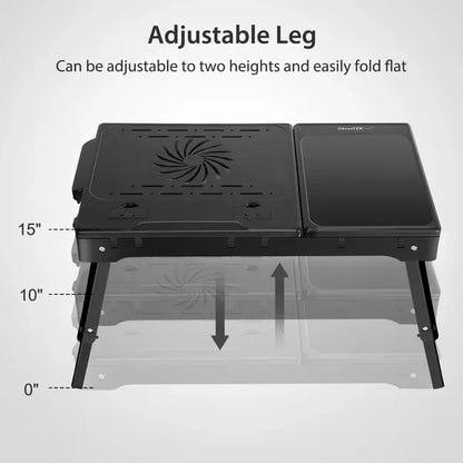 Foldable Laptop Table Bed Notebook Desk With Cooling Fan Mouse Board LED Light 4 XUSB Ports Breakfast Snacking Tray - THE MILE MAKER DRIVER SHOP