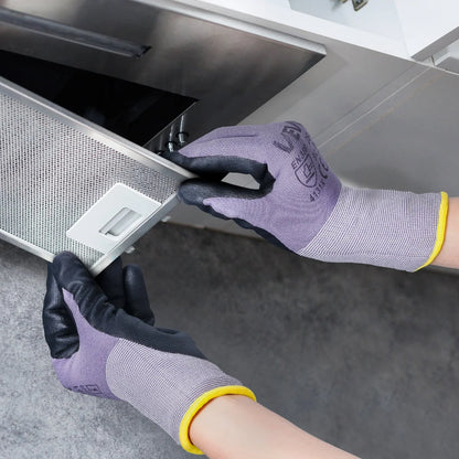 Work Gloves 12-Pair Touch Screen Nitrile-Coated Garden Construction Gloves - THE MILE MAKER DRIVER SHOP