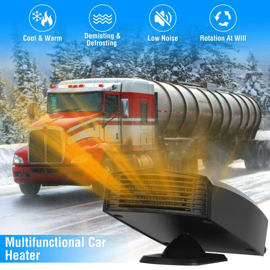 24V 180W OR 12V 150W Portable Car Heater Heating Fan 2 In 1 Defroster Defogger Demister Windshield Heater Automotive Cooling Fan With 360 Degree Rotating Base - THE MILE MAKER DRIVER SHOP