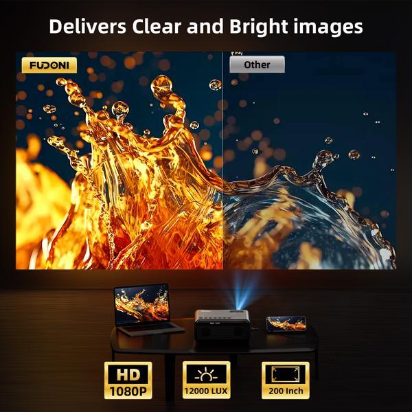 Projector With WiFi & Bluetooth, Upgraded 5G Portable Projector, Support 4K, Native 1080P, 12000 Lumens, Outdoor LED Movie Projector,Selling On The Amazon Temu Platform Is Prohibited - THE MILE MAKER DRIVER SHOP