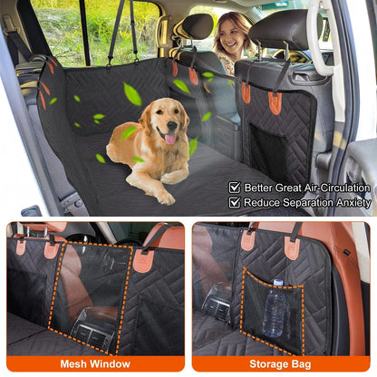 1Pc Dog Car Seat Cover For Back Seat Waterproof Oxford Cloth Seat Cover Hammock Non-Slip Scratchproof Back Seat Extender With Side Flap Mesh Window Storage Bag For Car SUV Truck - THE MILE MAKER DRIVER SHOP