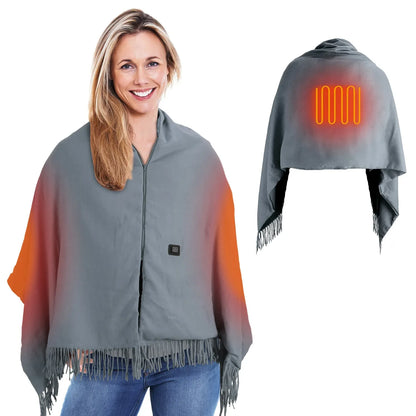 1Pc 79x24In USB Heated Shawl With Teasel Wearable Heating Blanket Electric Throw Wrap Indoor Outdoor With Zipper 3 Heating Levels Machine Washable For Outdoor Home Office - THE MILE MAKER DRIVER SHOP