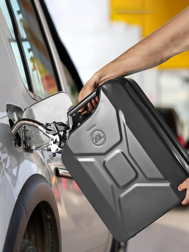 VEVOR Jerry Fuel Can, 5.3 Gallo 20 L Portable Jerry Gas Can With Flexible Spout System, Rustproof Heat-resistant Steel Fuel Tank For Cars Trucks Equipment, Black - THE MILE MAKER DRIVER SHOP