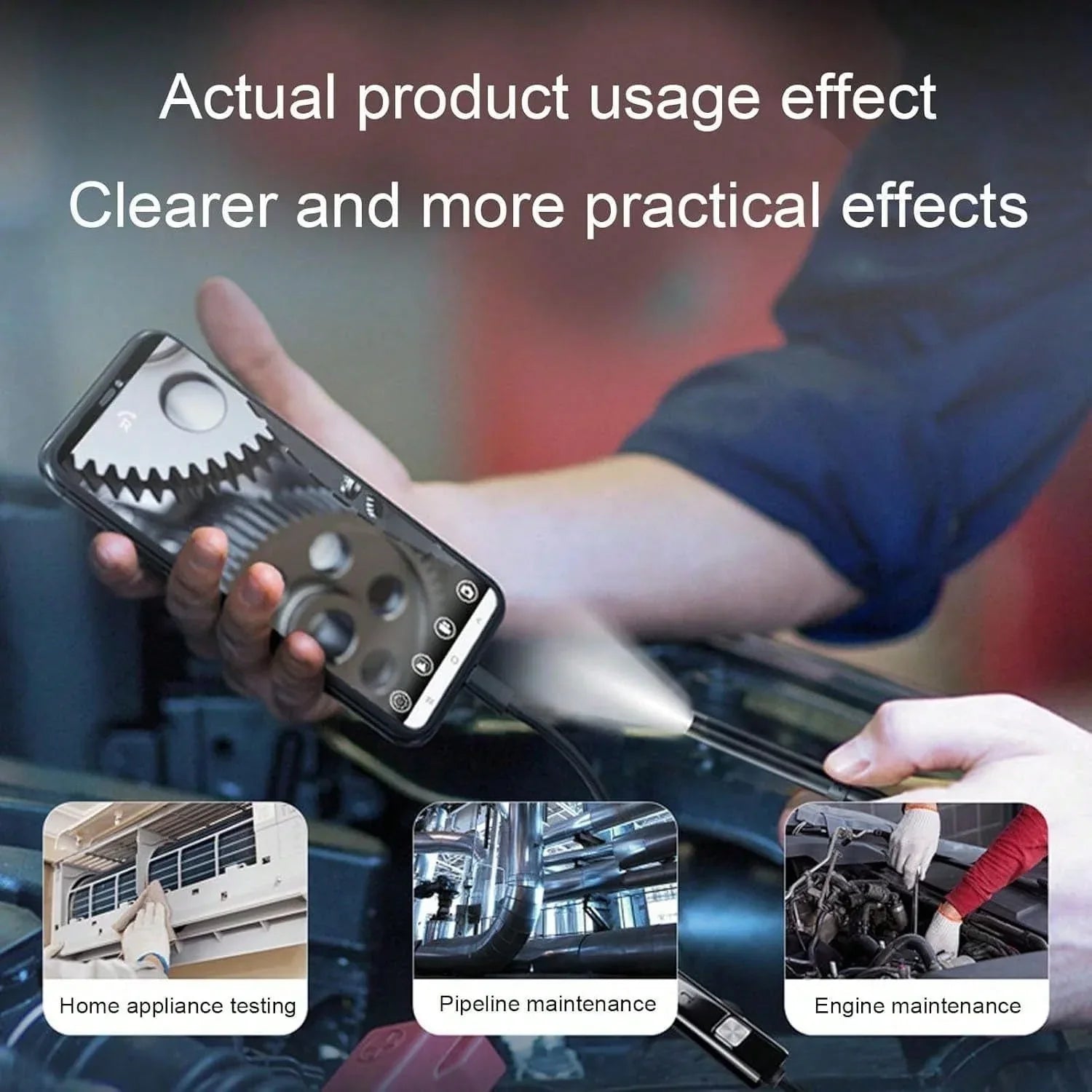 4.3 Inch Dual Lenses Endoscope Camera With Light, With 32GB Memory Card- Waterproof Borescope Camera With 8 Adjustable LED Lights, LCD Screen, HD 1080P Inspection Camera, 5M Semi-Rigid Cord For Vehic - THE MILE MAKER DRIVER SHOP