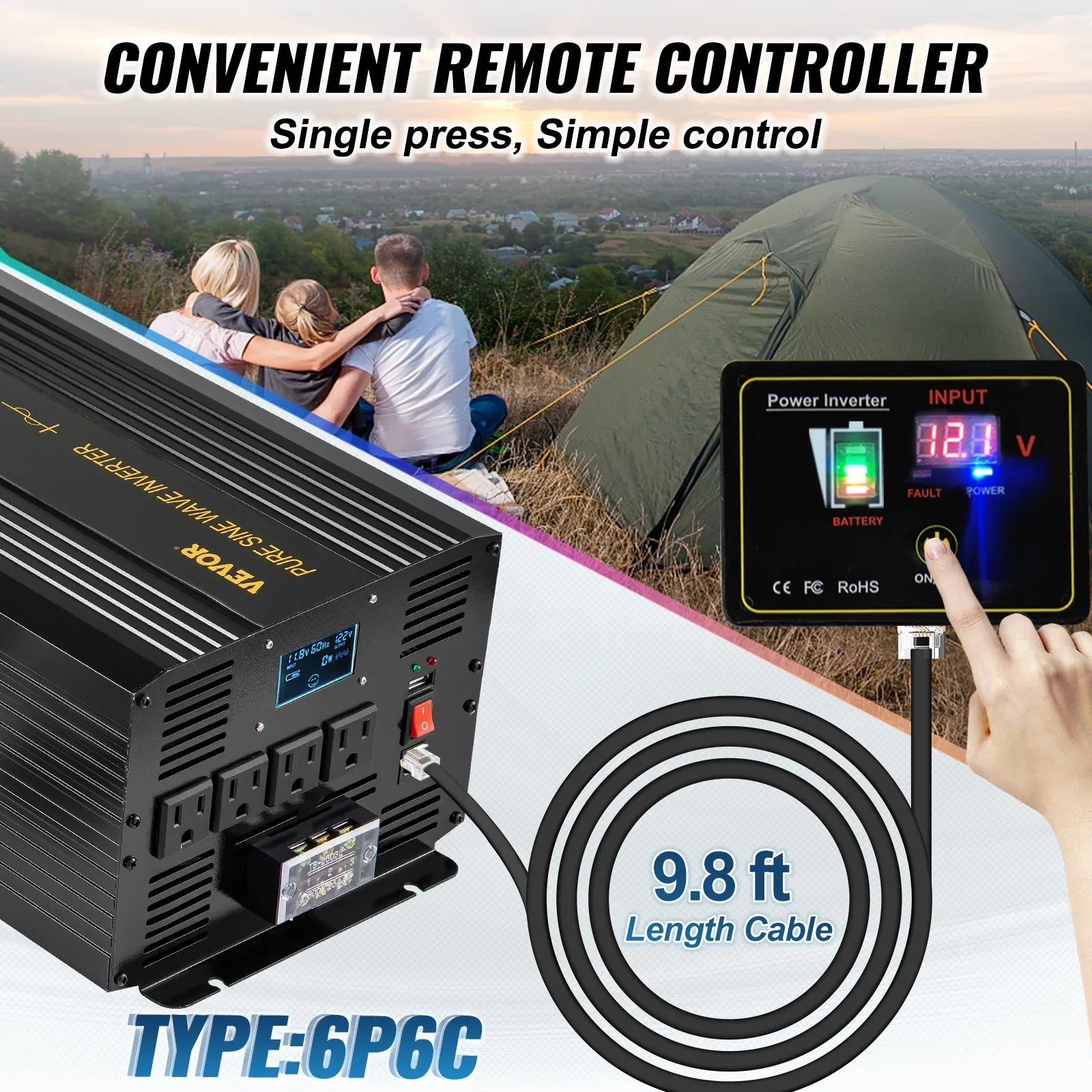 Pure Sine Wave Inverter 3500 Watt Power Inverter, DC 12V To AC 120V Car Inverter, With USB Port LCD Display Remote Controller And AC Outlets For RV Truck Car Solar System Travel Camping - THE MILE MAKER DRIVER SHOP