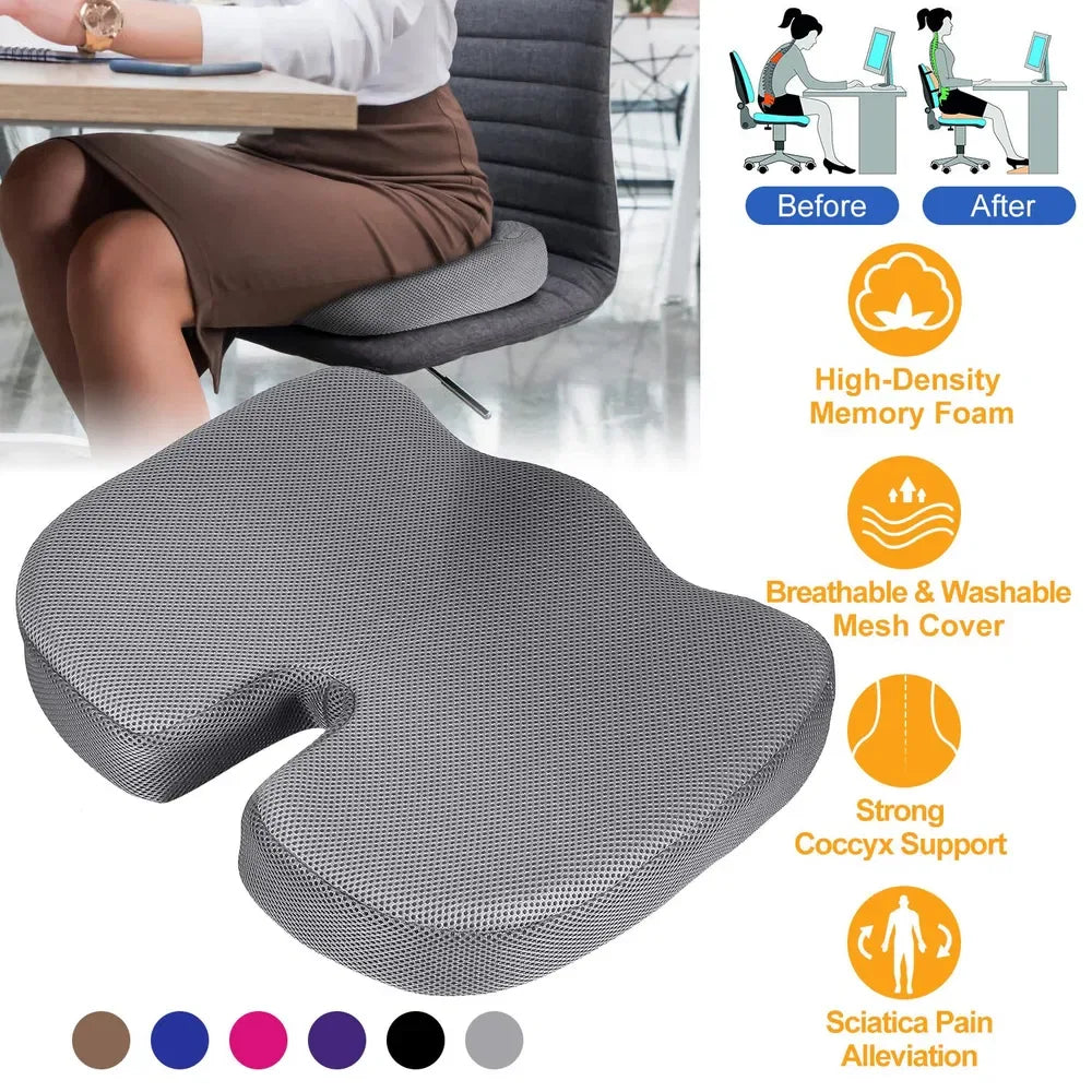 Seat Cushion Coccyx Orthopedic Memory Foam Cushion Tailbone Hip Support Chair Pillow For Office Car Seat - THE MILE MAKER DRIVER SHOP