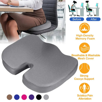 Seat Cushion Coccyx Orthopedic Memory Foam Cushion Tailbone Hip Support Chair Pillow For Office Car Seat - THE MILE MAKER DRIVER SHOP