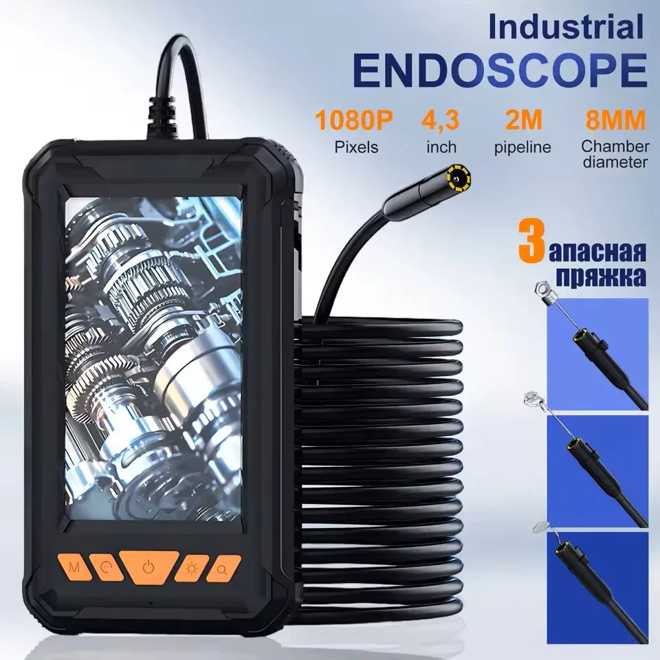 Handheld Industrial Endoscope Camera With 4.3 Inch IPS Screen IP67 HD Inspection Borescope 8 Adjustble LED - 1080P HD Borescope, - Portable Inspection Camera With Semi-Rigid Cord & Probe For, Plumbin - THE MILE MAKER DRIVER SHOP