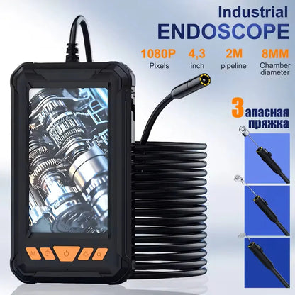 Handheld Industrial Endoscope Camera With 4.3 Inch IPS Screen IP67 HD Inspection Borescope 8 Adjustble LED - 1080P HD Borescope, - Portable Inspection Camera With Semi-Rigid Cord & Probe For, Plumbin - THE MILE MAKER DRIVER SHOP