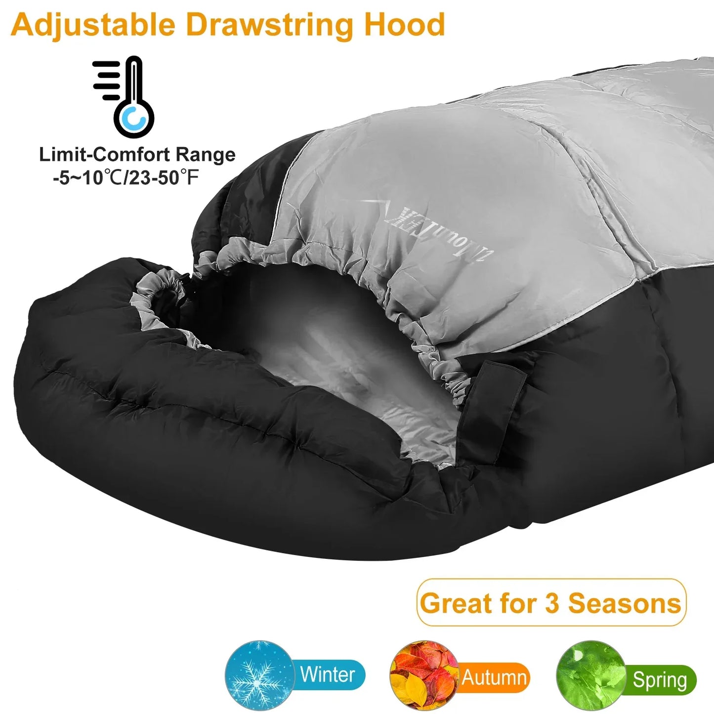 1Pc Mummy Sleeping Bag Camping Sleeping Bags For Adults Outdoor Soft Thick Water-Resistant Moisture-proof Sleep Bag Suitable For Spring Autumn Winter Seasons - THE MILE MAKER DRIVER SHOP