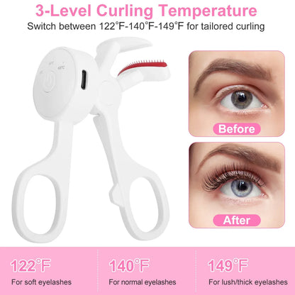 2Pcs Heated Eyelash Curler Electric USB Rechargeable Eyelash Curler Anti Burn Compact With Comb Heat Up Fast Within 8S For All Eye Shapes For Women Make Up Gift Travel Valentine Mother Day - THE MILE MAKER DRIVER SHOP