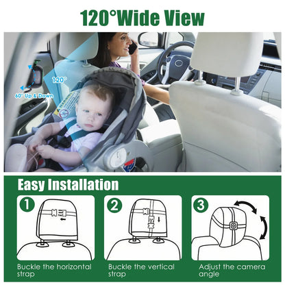 1Pc 1080P Baby Car Camera For 2 Kids Dual Channel Car Baby Monitor Rear Facing Car Seat Camera With 120Degree Wide View 6.86In HD Split Screen Night Vision - THE MILE MAKER DRIVER SHOP
