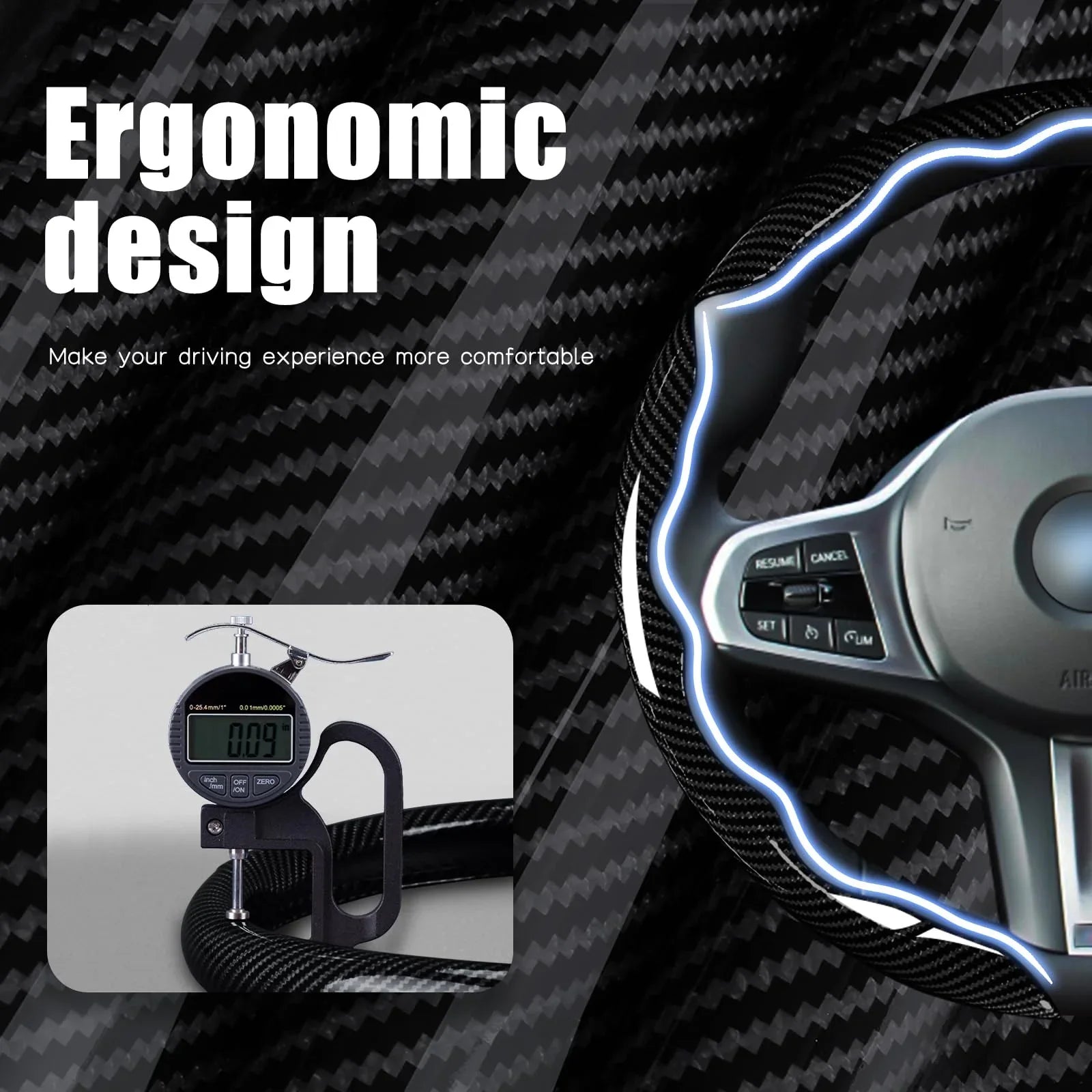 7-Car Steering Wheel Cover-Black - THE MILE MAKER DRIVER SHOP