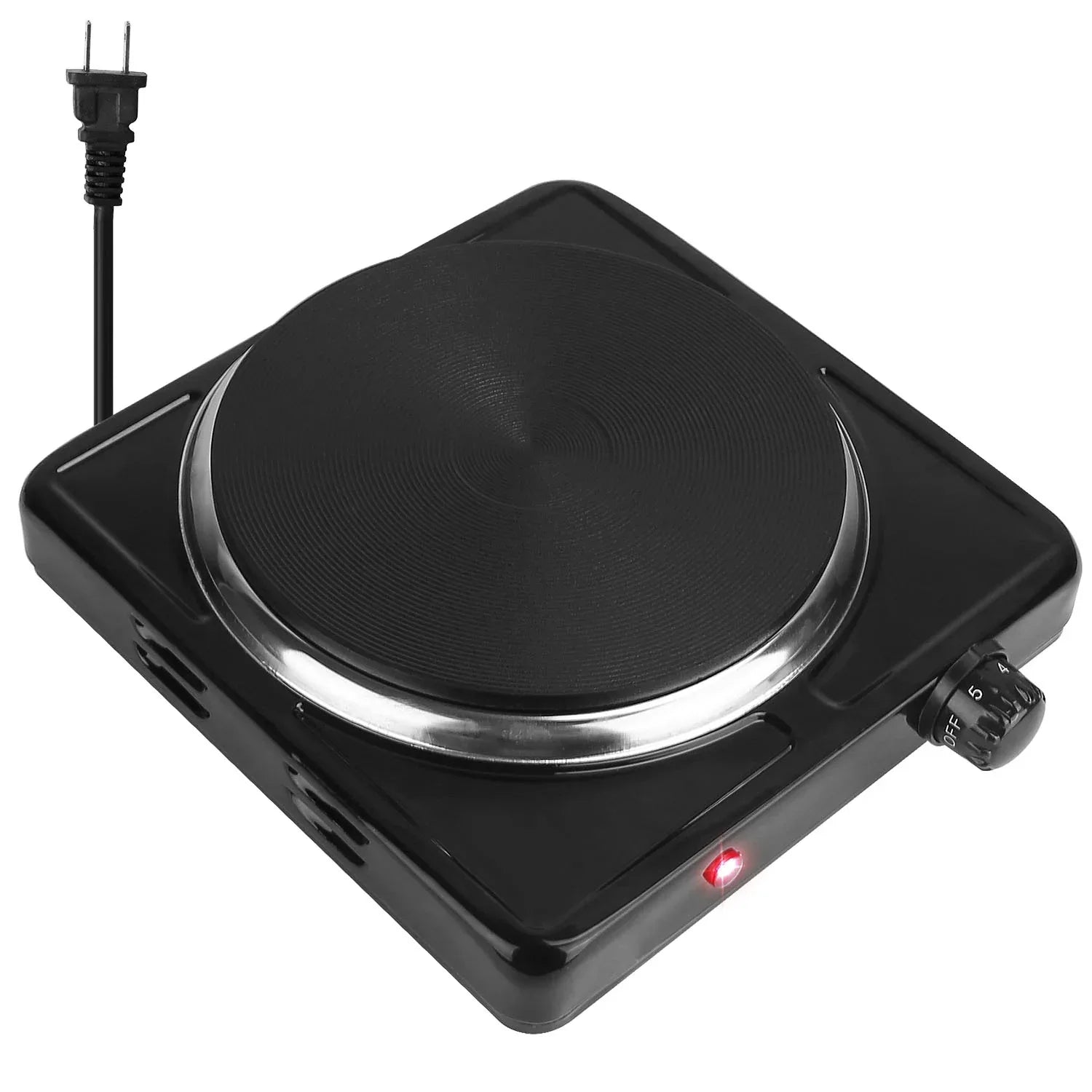 1500W Electric Single Burner Portable Heating Hot Plate Stove Countertop RV Hotplate With Non Slip Rubber Feet 5 Temperature Adjustments - THE MILE MAKER DRIVER SHOP