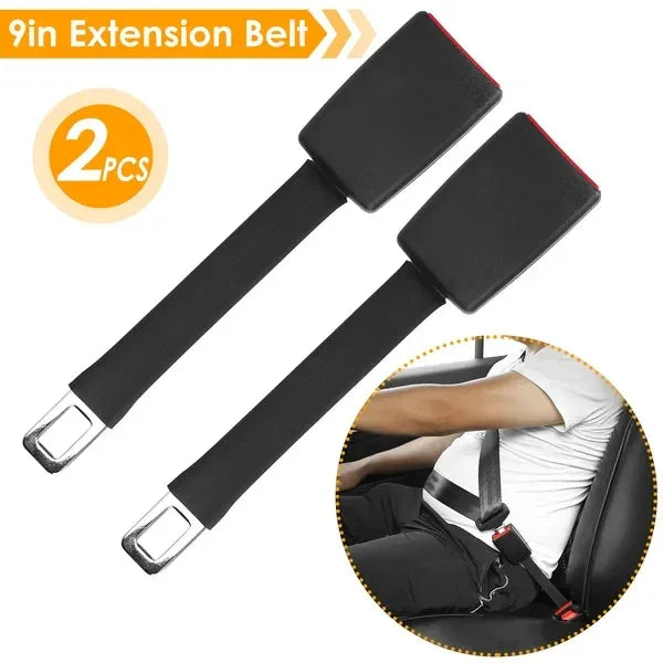 2Pcs Car Seat Belt Extender 9in Buckle Tongue Webbing Extension - THE MILE MAKER DRIVER SHOP