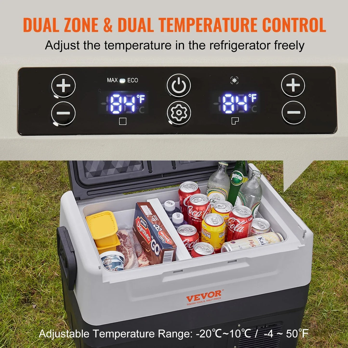 Car Refrigerator, 12 Volt Car Refrigerator Fridge, 48 QT/45 L Dual Zone Portable Freezer, -4F-50F Adjustable Range, 12/24V DC And 100-240V AC Compressor Cooler For Outdoor, Camping, Travel, RV - THE MILE MAKER DRIVER SHOP